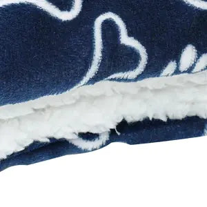 Dog Bed, Coral Fleece Mat, Blue Bone, Brown Fishbone
